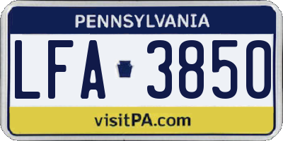 PA license plate LFA3850