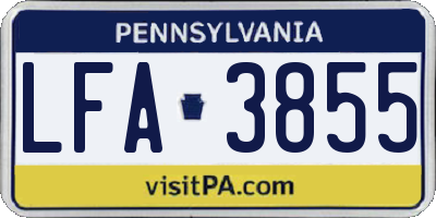 PA license plate LFA3855