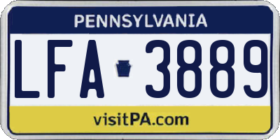 PA license plate LFA3889