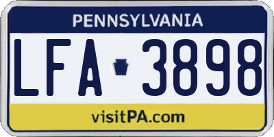 PA license plate LFA3898