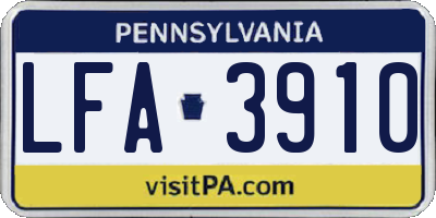PA license plate LFA3910