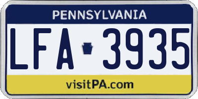 PA license plate LFA3935