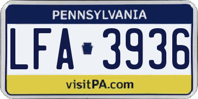 PA license plate LFA3936