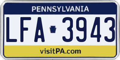 PA license plate LFA3943