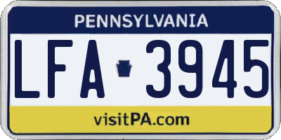 PA license plate LFA3945