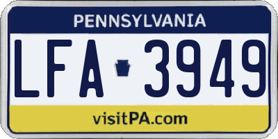 PA license plate LFA3949
