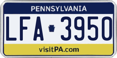 PA license plate LFA3950