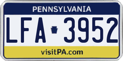 PA license plate LFA3952