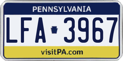 PA license plate LFA3967