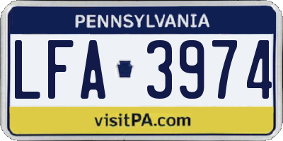 PA license plate LFA3974