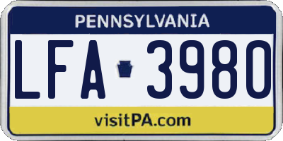 PA license plate LFA3980
