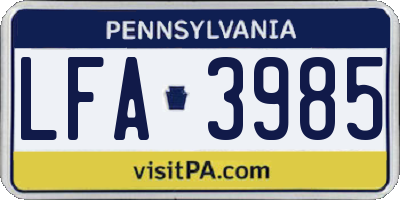 PA license plate LFA3985