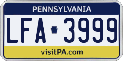 PA license plate LFA3999