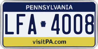 PA license plate LFA4008