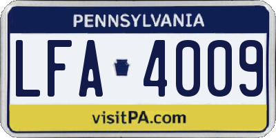 PA license plate LFA4009