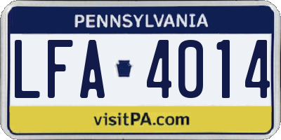 PA license plate LFA4014