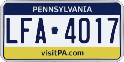 PA license plate LFA4017