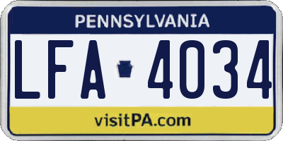 PA license plate LFA4034