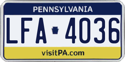 PA license plate LFA4036