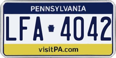 PA license plate LFA4042