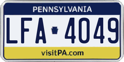 PA license plate LFA4049