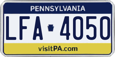 PA license plate LFA4050