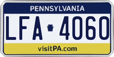 PA license plate LFA4060