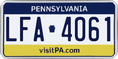 PA license plate LFA4061