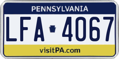 PA license plate LFA4067
