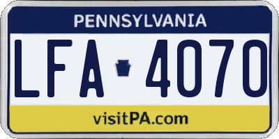 PA license plate LFA4070