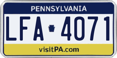 PA license plate LFA4071