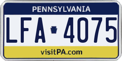 PA license plate LFA4075