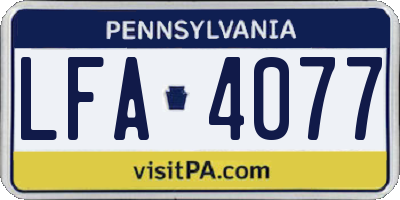 PA license plate LFA4077
