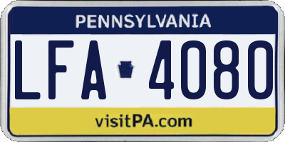 PA license plate LFA4080