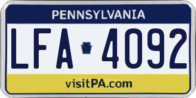 PA license plate LFA4092