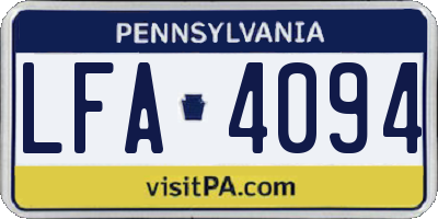 PA license plate LFA4094