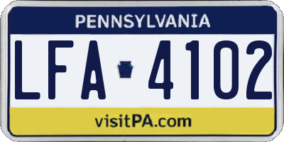 PA license plate LFA4102