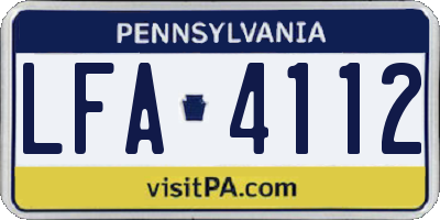 PA license plate LFA4112