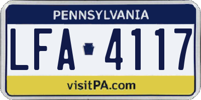 PA license plate LFA4117