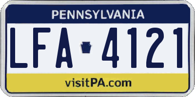 PA license plate LFA4121