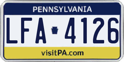 PA license plate LFA4126