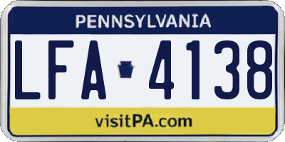 PA license plate LFA4138