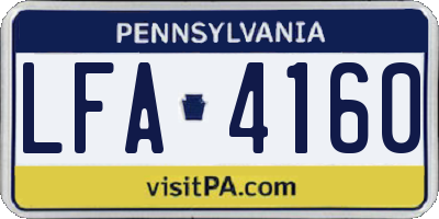 PA license plate LFA4160