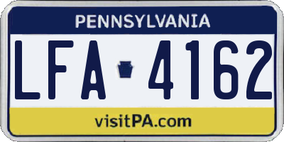 PA license plate LFA4162