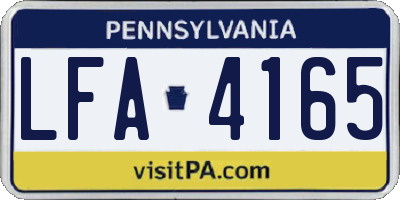 PA license plate LFA4165