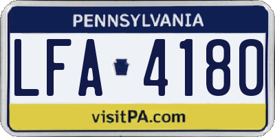PA license plate LFA4180