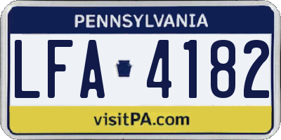 PA license plate LFA4182