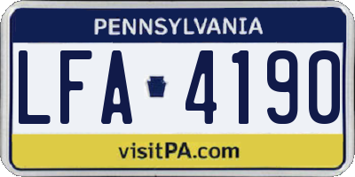 PA license plate LFA4190