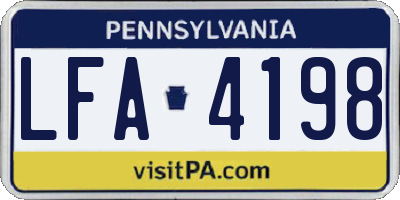 PA license plate LFA4198