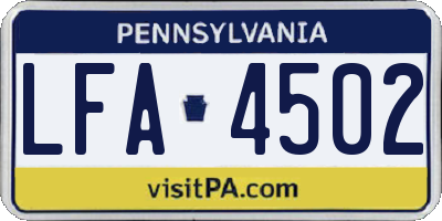 PA license plate LFA4502
